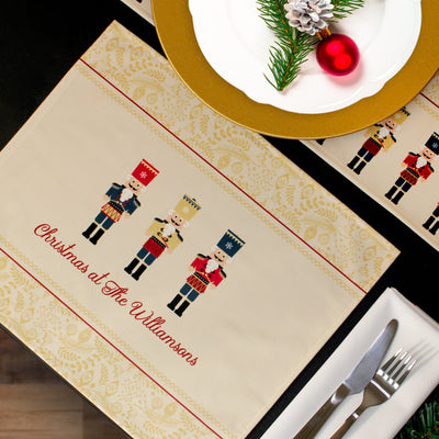 Personalised Christmas Table Place Mats Gold Nutcracker