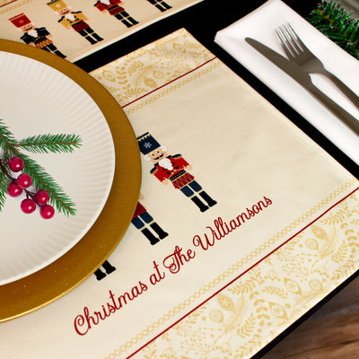 Personalised Christmas Table Place Mats Gold Nutcracker