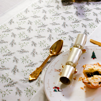 Christmas Table Runner Mistletoe Print Green