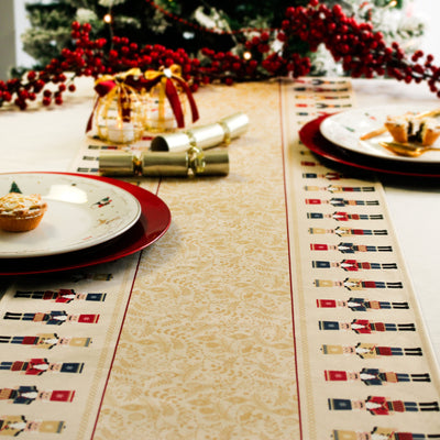 Christmas Table Runner Nutcracker Gold