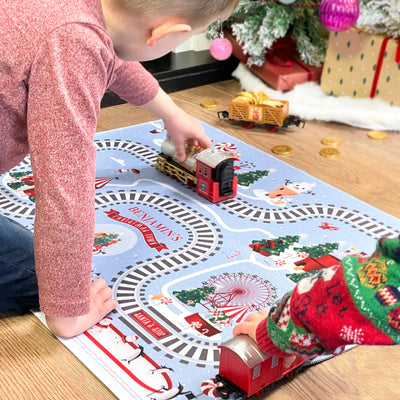 Personalised Children's Play Mat Christmas Train Track