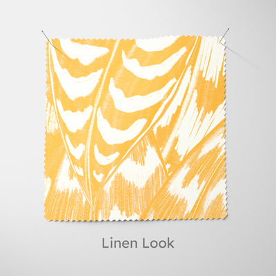 Yellow Sketched Leaves Fabric - Handmade Homeware, Made in Britain - Windsor and White