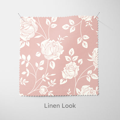 Pink Rose Stencil Pattern Cushion - Handmade Homeware, Made in Britain - Windsor and White