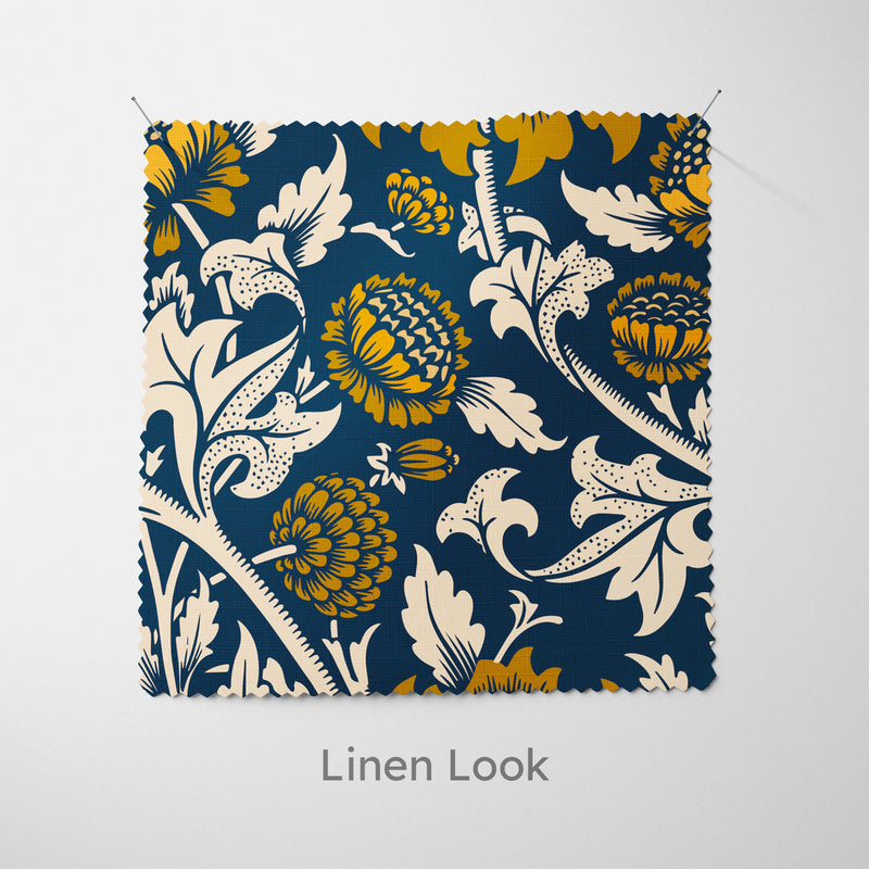 William Morris Mixed Sunflowers Navy Cushion - Handmade Homeware, Made in Britain - Windsor and White