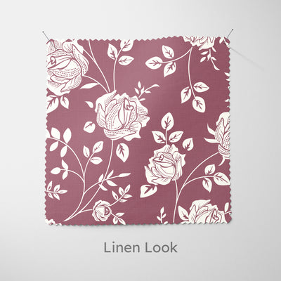 Mauve Rose Stencil Pattern Cushion - Handmade Homeware, Made in Britain - Windsor and White