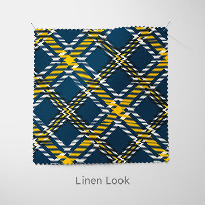 Blue Yellow Modern Tartan Cushion - Handmade Homeware, Made in Britain - Windsor and White