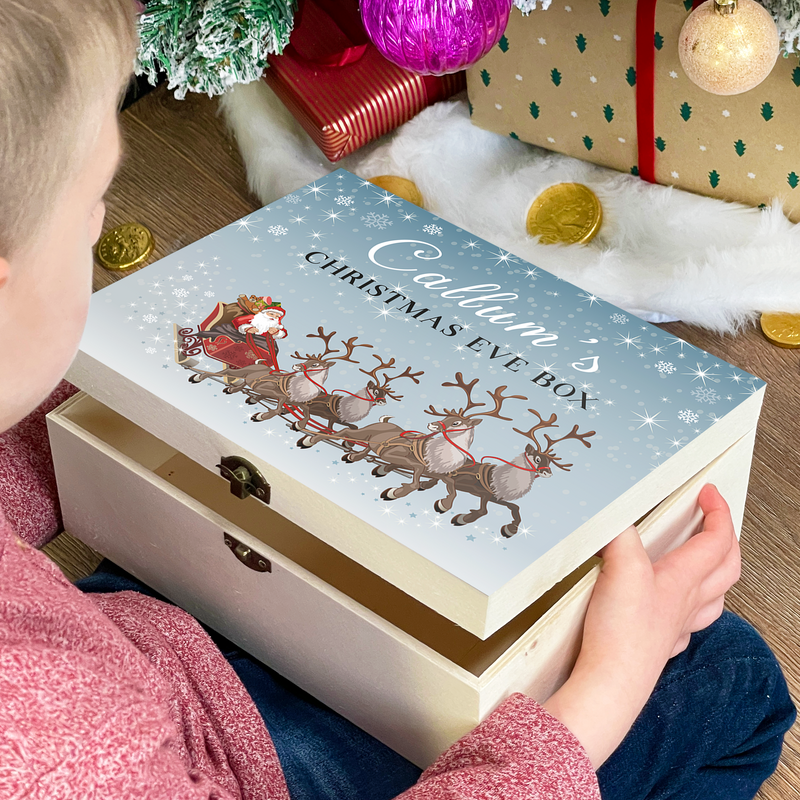 Personalised Wooden Christmas Eve Box Reindeer