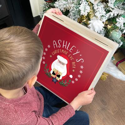 Personalised Wooden Christmas Eve Box Santa