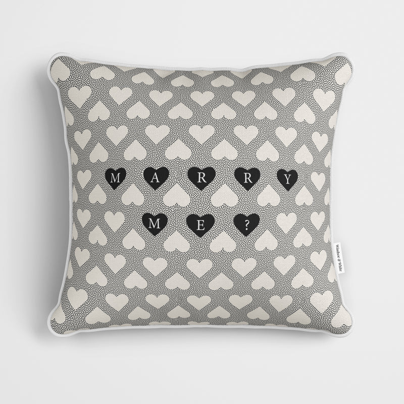 Marry Me Black Heart Proposal Cushion