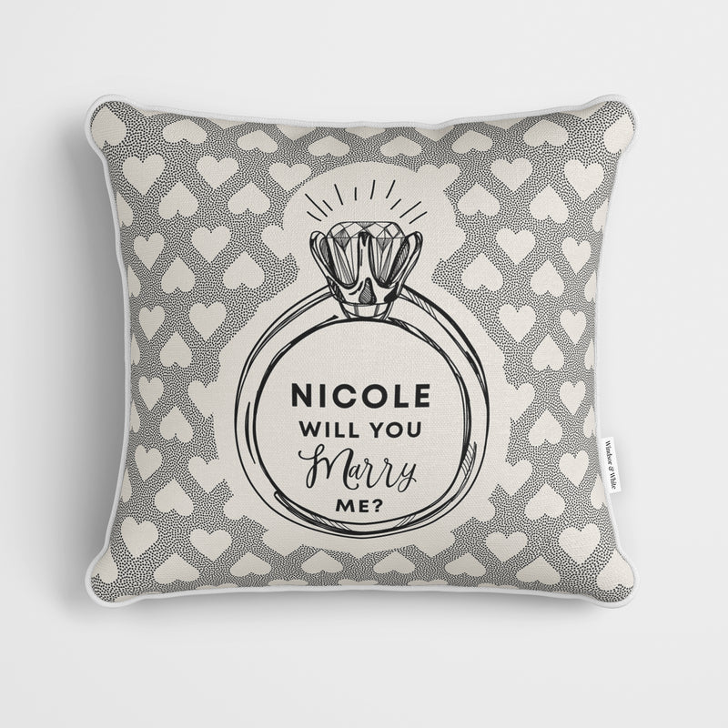 Personalised Engagement Ring Black Cushion