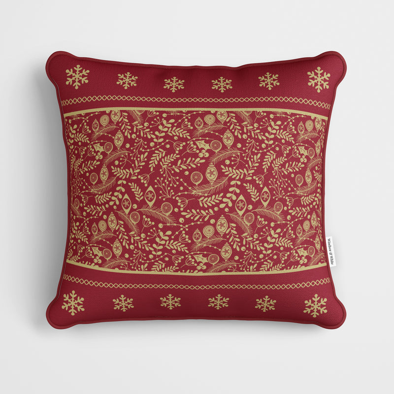 Red Filigree Christmas Cushion