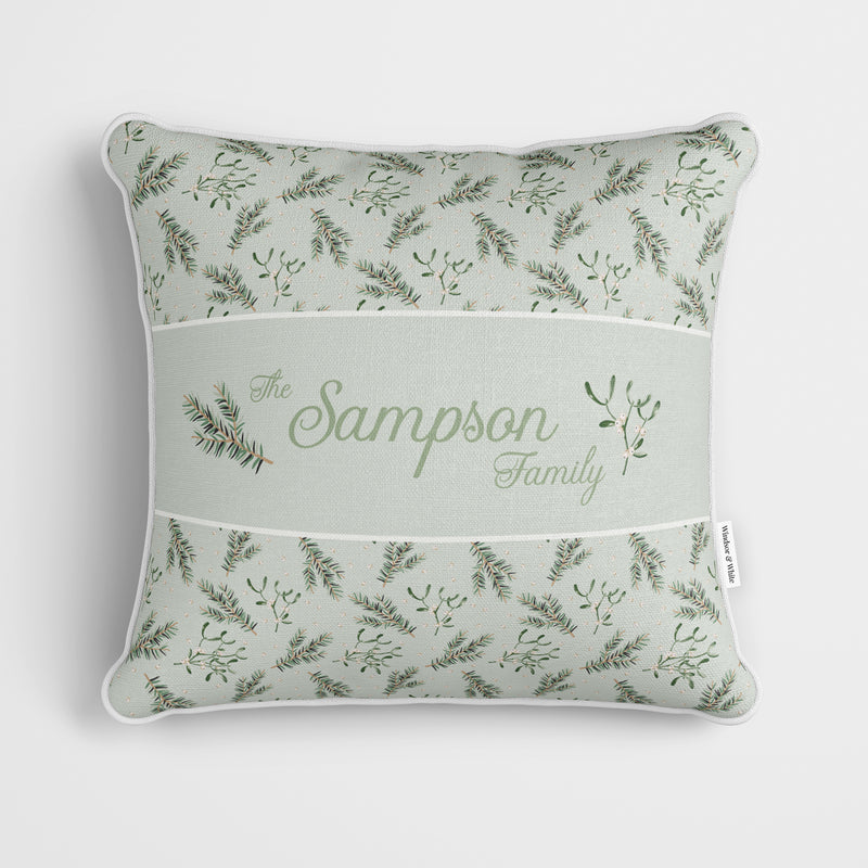 Personalised Green Woodland Christmas Cushion