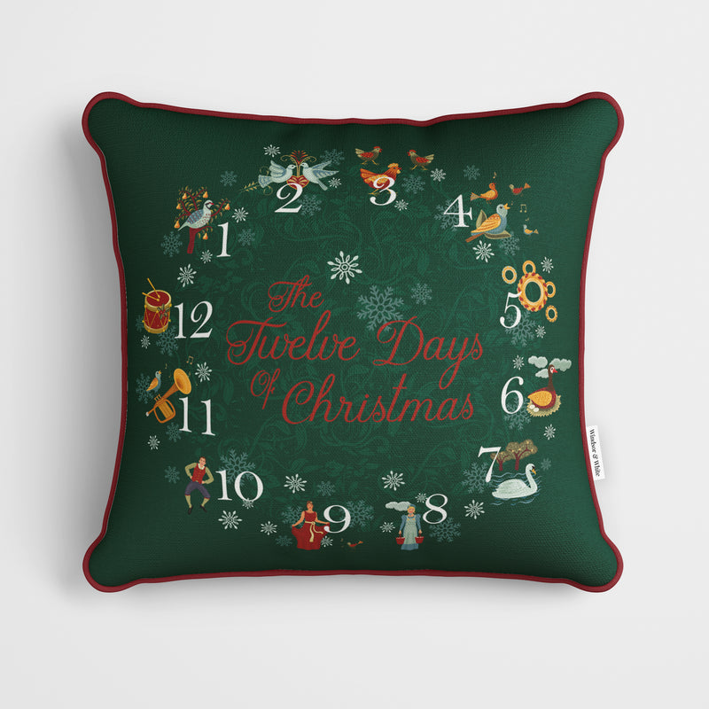 Green 12 Days of Christmas Cushion