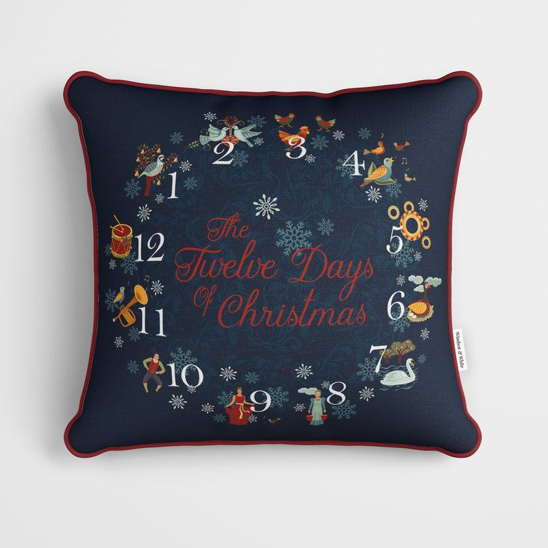 Blue 12 Days of Christmas Cushion