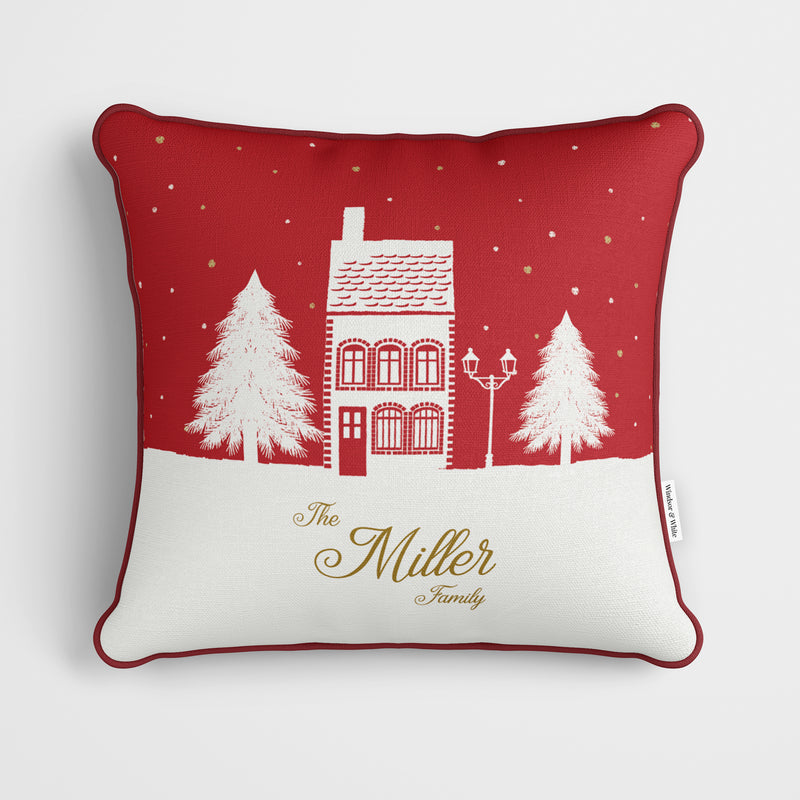 Personalised Christmas Cushion Red House