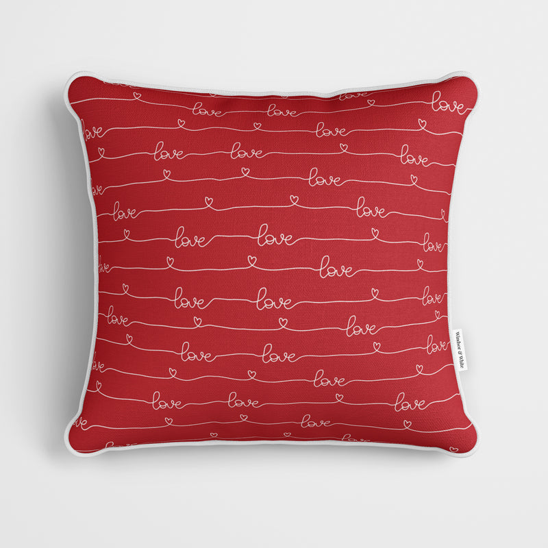 Love Handwriting Calligraphy Cushion Red