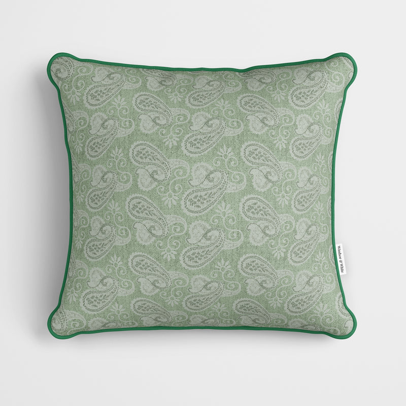 Sage Green Vintage Paisley Cushion - Handmade Homeware, Made in Britain - Windsor and White