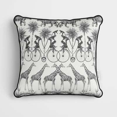 Monochrome Vintage Jungle Cushion - Handmade Homeware, Made in Britain - Windsor and White