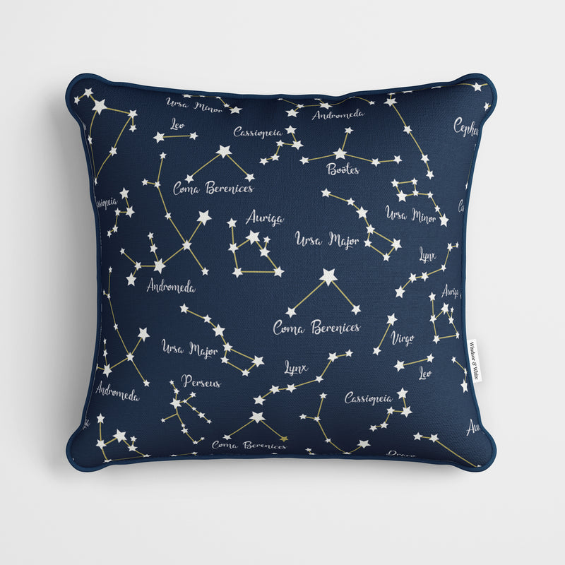 Navy Blue Constellations Cushion - Handmade Homeware, Made in Britain - Windsor and White