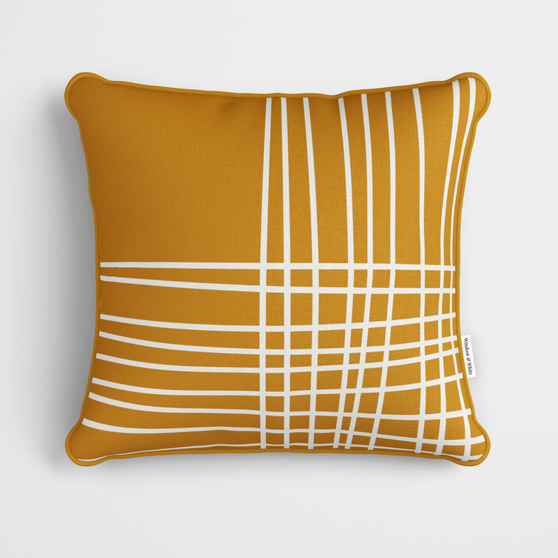 Mustard Crosshatch Cushion - Handmade Homeware, Made in Britain - Windsor and White