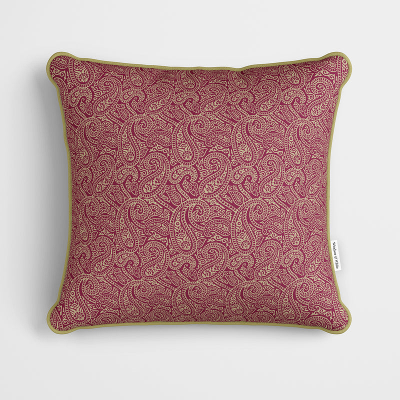 Red & Gold Paisley Cushion - Handmade Homeware, Made in Britain - Windsor and White