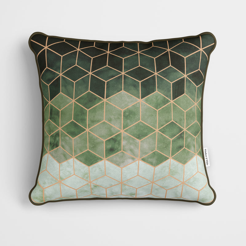 Green Geometric Gradient Cushion - Handmade Homeware, Made in Britain - Windsor and White