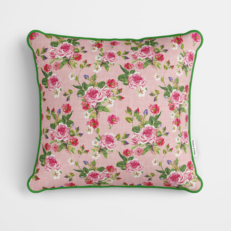 Pink Floral Chintz Cushion - Handmade Homeware, Made in Britain - Windsor and White