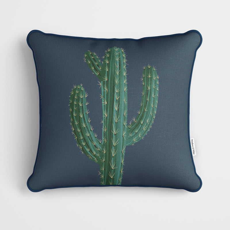 Cactus Blue Cushion - Handmade Homeware, Made in Britain - Windsor and White