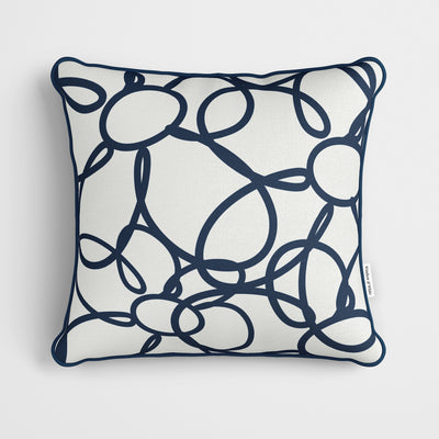 Blue Minimalist Daisy Cushion - Handmade Homeware, Made in Britain - Windsor and White