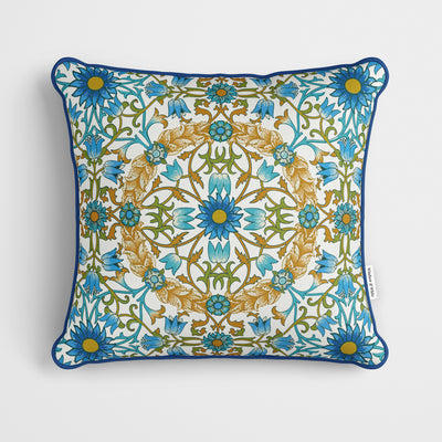 William Morris Vintage Vine Symmetry Cushion - Handmade Homeware, Made in Britain - Windsor and White