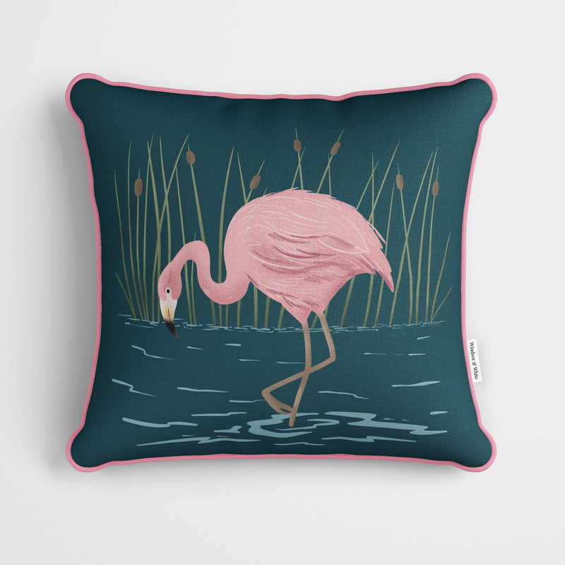 Flamingo Art Print Cushion - Handmade Homeware, Made in Britain - Windsor and White