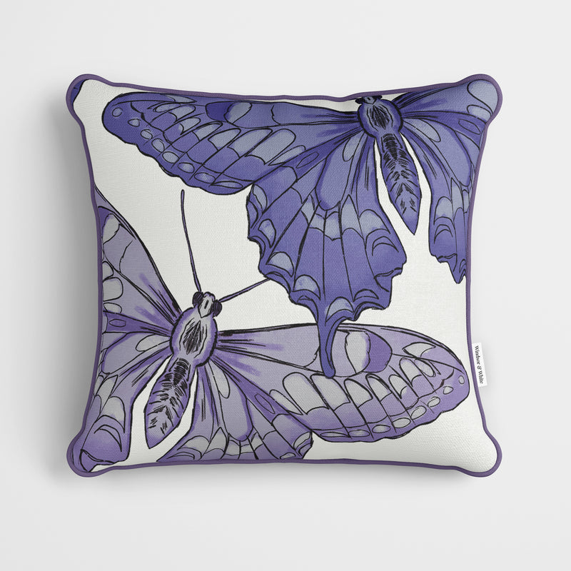 Purple Butterflies Cushion - Handmade Homeware, Made in Britain - Windsor and White