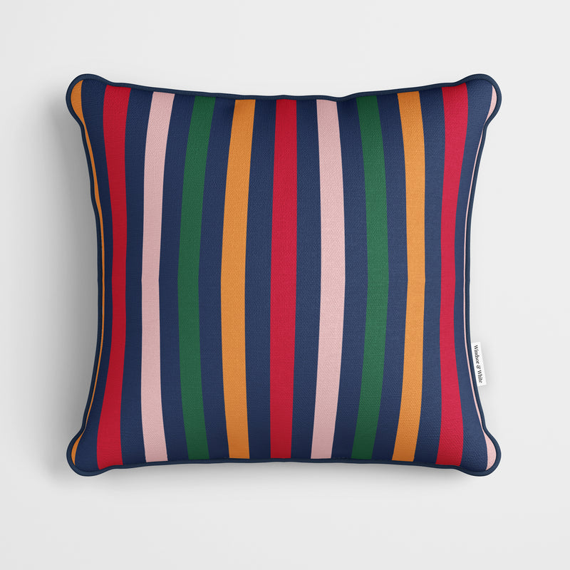 Modern Multitone Red Stripe Cushion - Handmade Homeware, Made in Britain - Windsor and White