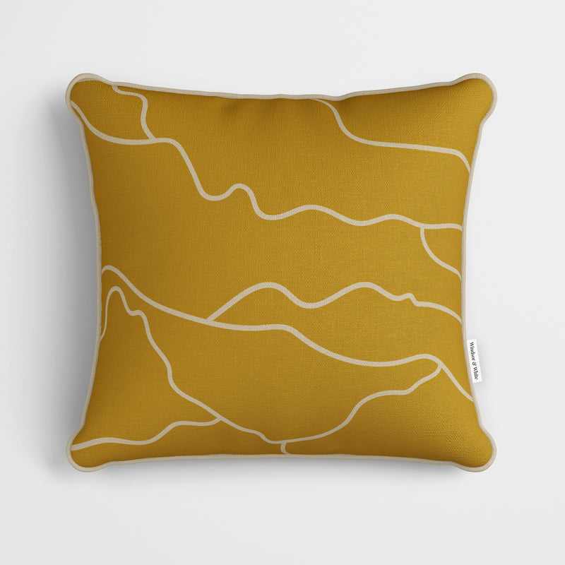 Yellow Gold Soft Lines Cushion - Handmade Homeware, Made in Britain - Windsor and White