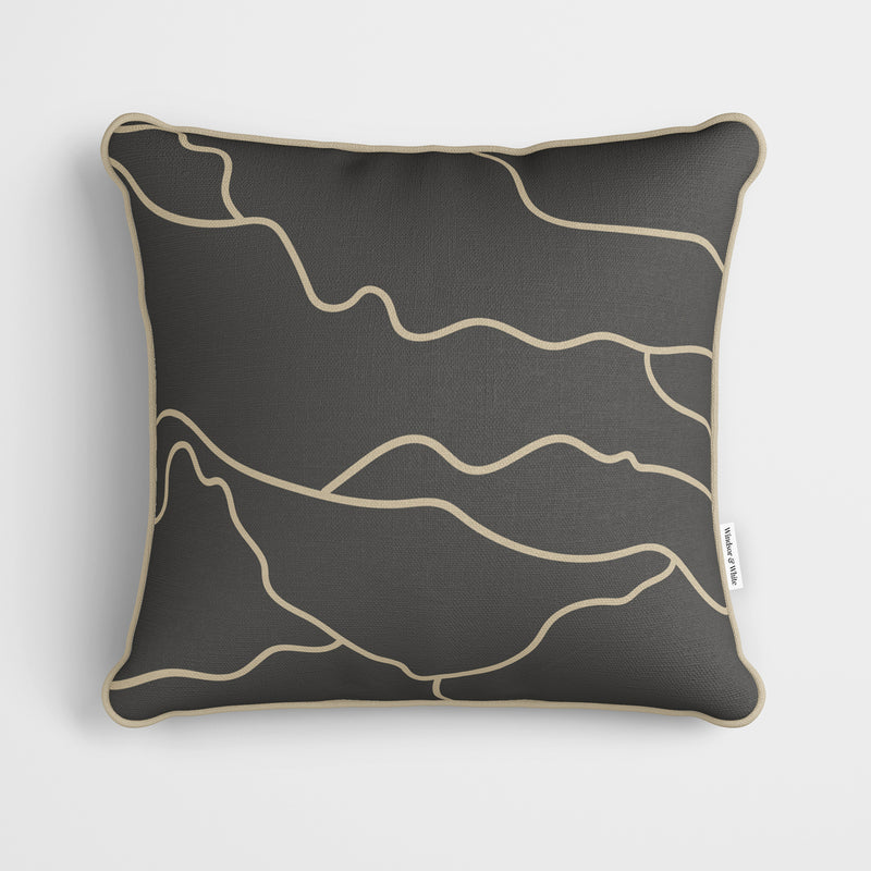 Dark Slate Stone Lines Cushion - Handmade Homeware, Made in Britain - Windsor and White