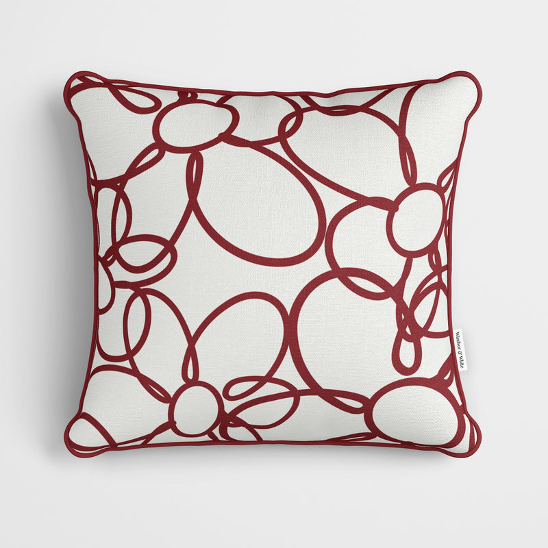 Red Minimalist Daisy Cushion - Handmade Homeware, Made in Britain - Windsor and White