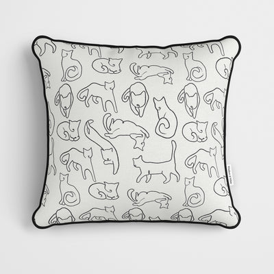 Minimalist Cat Pattern Cushion - Handmade Homeware, Made in Britain - Windsor and White