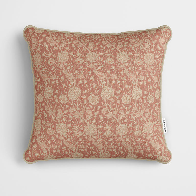 William Morris Wild Tulip Rose Champagne Cushion - Handmade Homeware, Made in Britain - Windsor and White