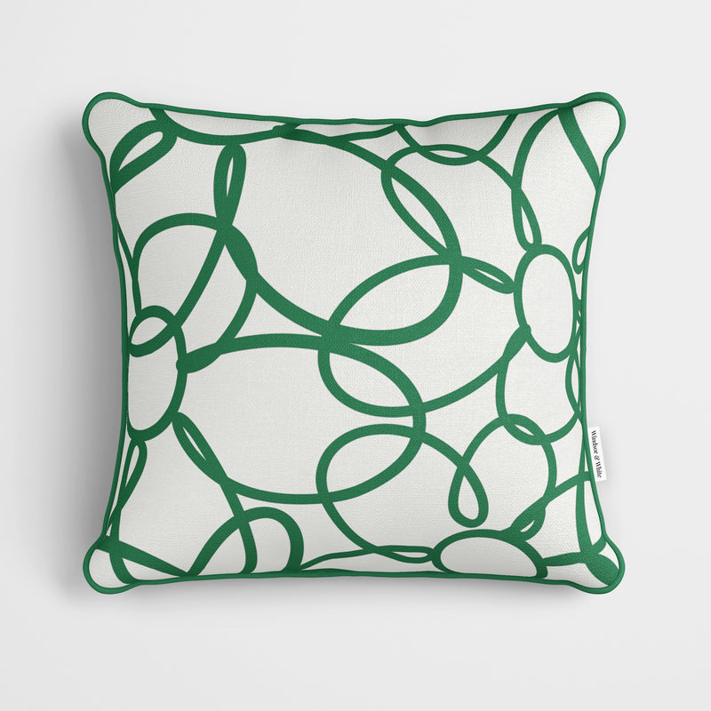 Green Minimalist Daisy Cushion - Handmade Homeware, Made in Britain - Windsor and White