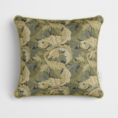 William Morris Flower Garden Green Cushion - Handmade Homeware, Made in Britain - Windsor and White