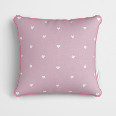 Pink Polka Dot Hearts Cushion - Handmade Homeware, Made in Britain - Windsor and White