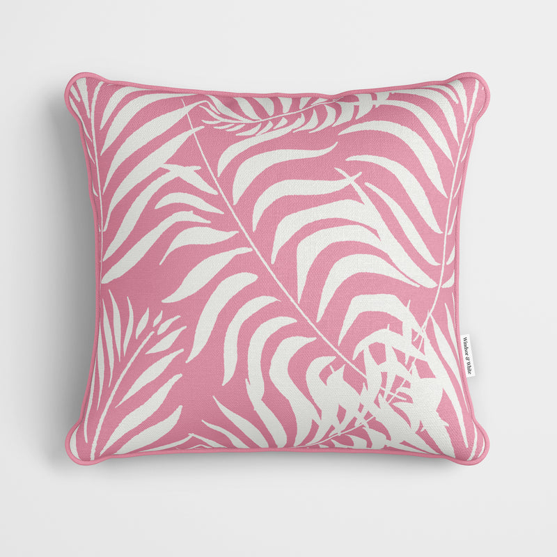 Palm Leaves Pink Cushion - Handmade Homeware, Made in Britain - Windsor and White