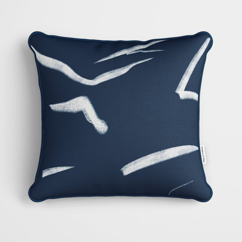 Blue Art Strokes Cushion - Handmade Homeware, Made in Britain - Windsor and White