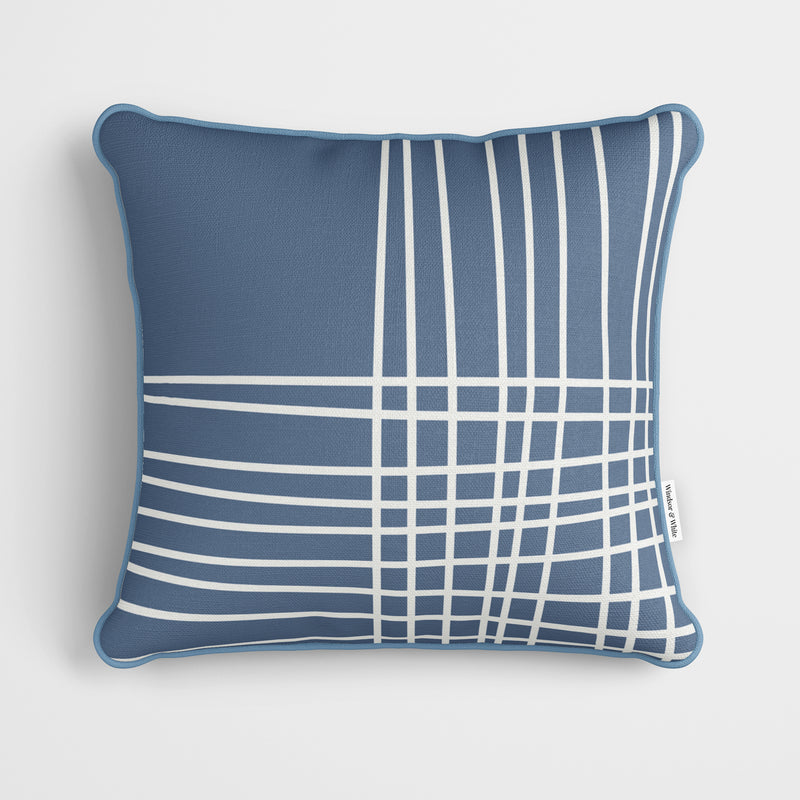 Ocean Blue Crosshatch Cushion - Handmade Homeware, Made in Britain - Windsor and White