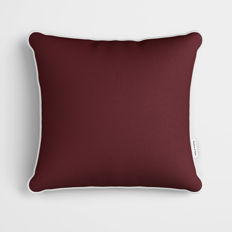 Plain Maroon Cushion - Handmade Homeware, Made in Britain - Windsor and White