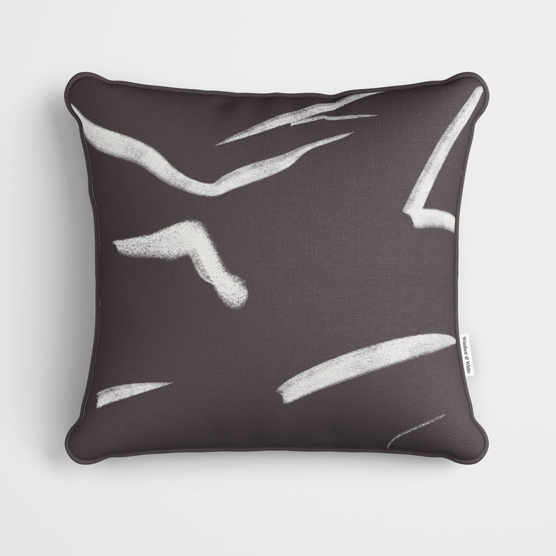 Grey Art Strokes Cushion - Handmade Homeware, Made in Britain - Windsor and White