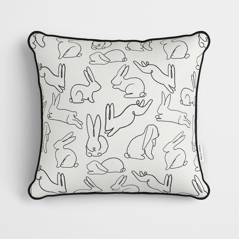 Minimalist Rabbit Pattern Cushion - Handmade Homeware, Made in Britain - Windsor and White