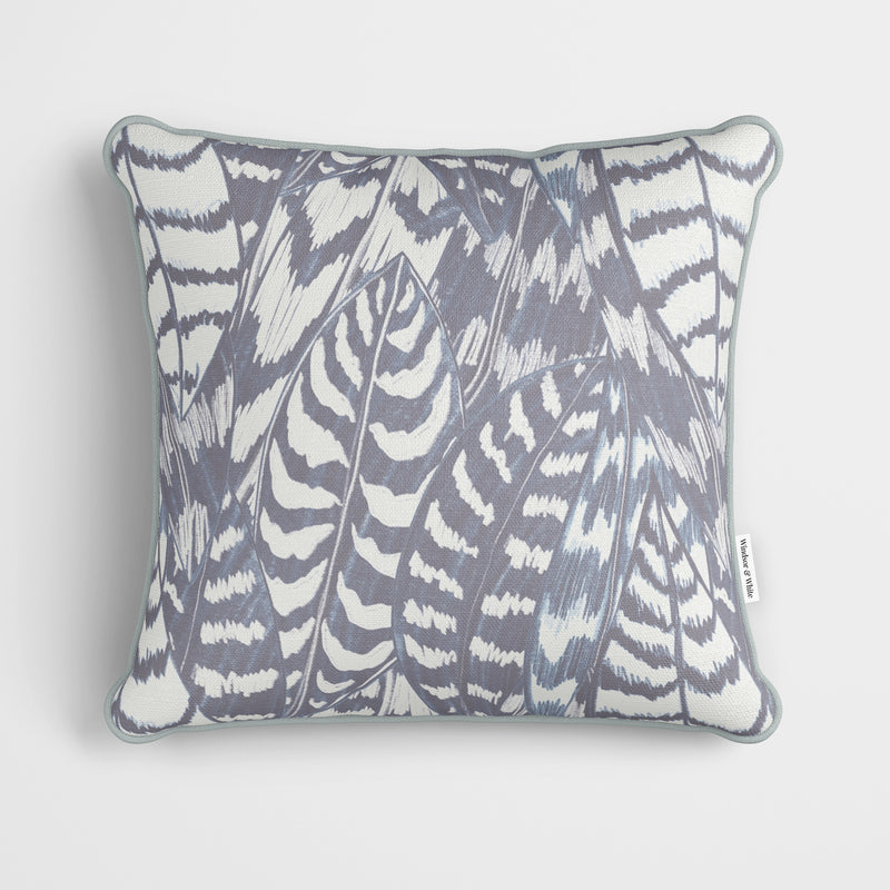 Grey Sketched Leaves Cushion - Handmade Homeware, Made in Britain - Windsor and White