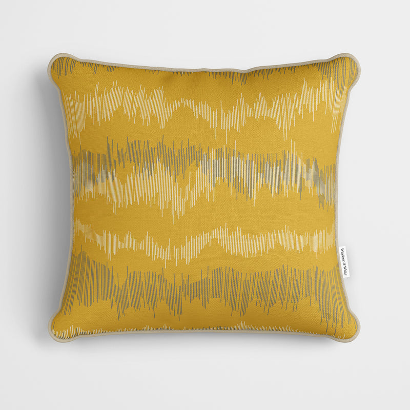 Yellow Texture Lines Cushion - Handmade Homeware, Made in Britain - Windsor and White