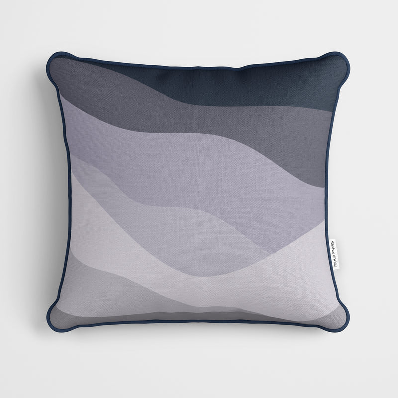 Landscape Waves Grey Blue Cushion - Handmade Homeware, Made in Britain - Windsor and White